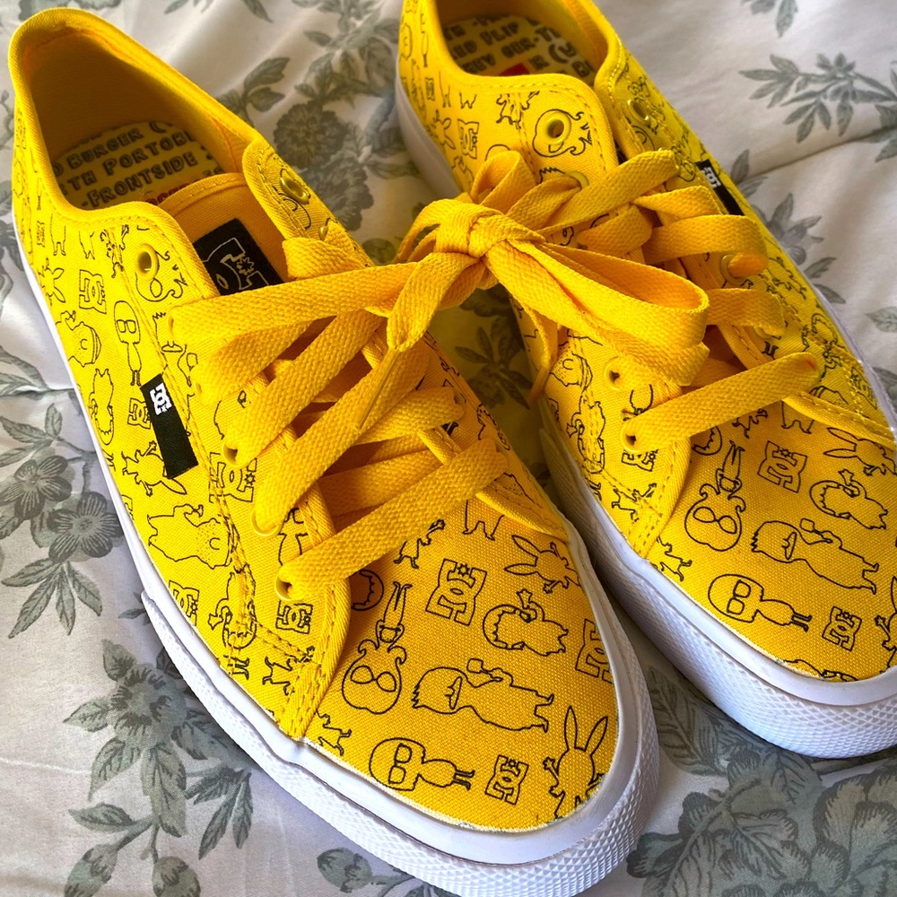 DC x Bob’s Burgers May 2021 Collab Manual Canvas Skate Shoes in Mustard Yellow